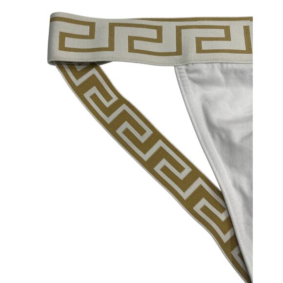 M2-5 VERSACE Men's Greca Jockstrap Underwear Stretch White/Gold Size 6/34-46/M - Picture 4 of 11